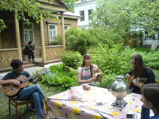 Russian family at home in their dascha